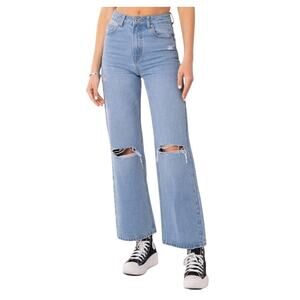 NWT Edikted Lori‎ High Rise Wide Leg Blue Jeans Size XS